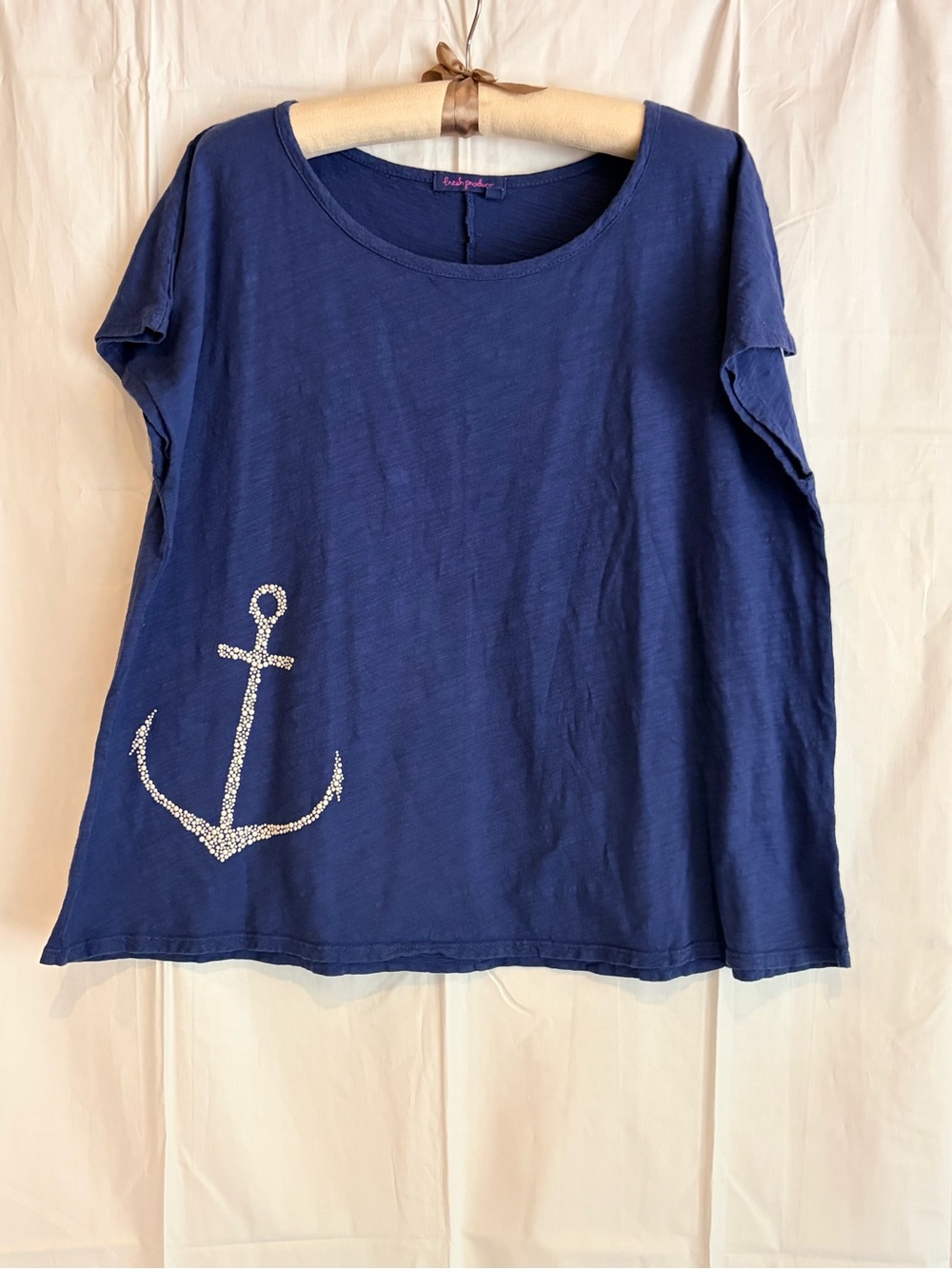 Fresh Produce Navy Short Sleeve Tee with Sparkle Anchor